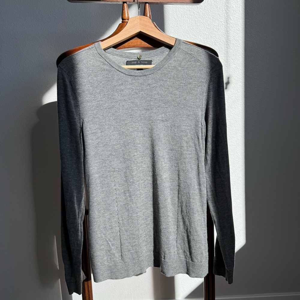 Rag & Bone Women’s Gray Wool Crewneck Sweater Size M Slim Fit - Picture 3 of 10